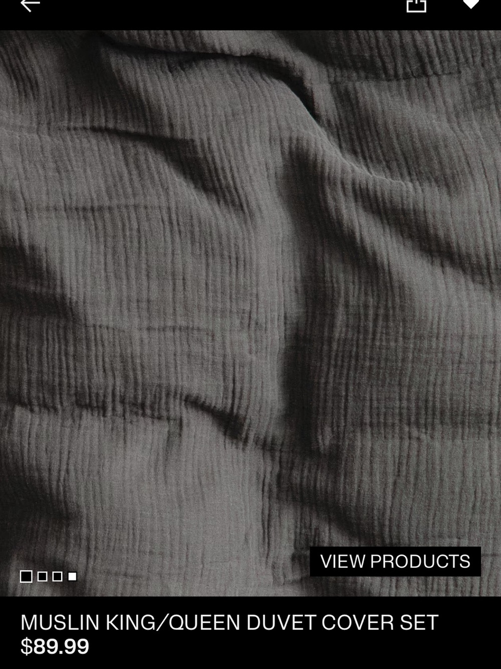 H&M Home Cotton Duvet Cover Set - Charcoal size King. No offers. - Picture 5 of 5